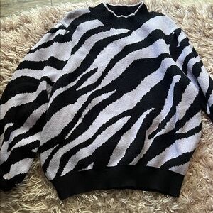 Purple and White Zebra Print Sweater